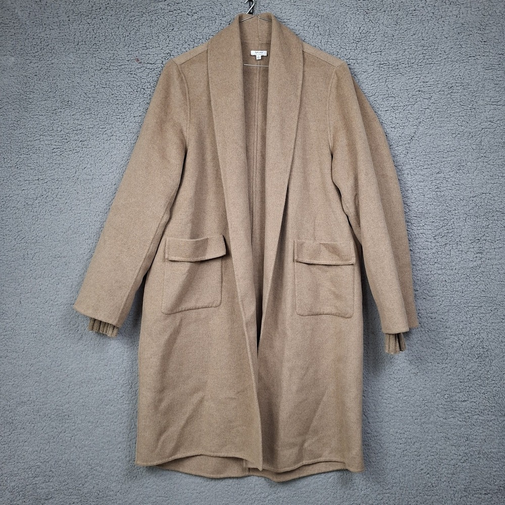 Splendid x @Cellajaneblog Camel Open Front Wool Blend Pocket Long Icon Coat Sz L